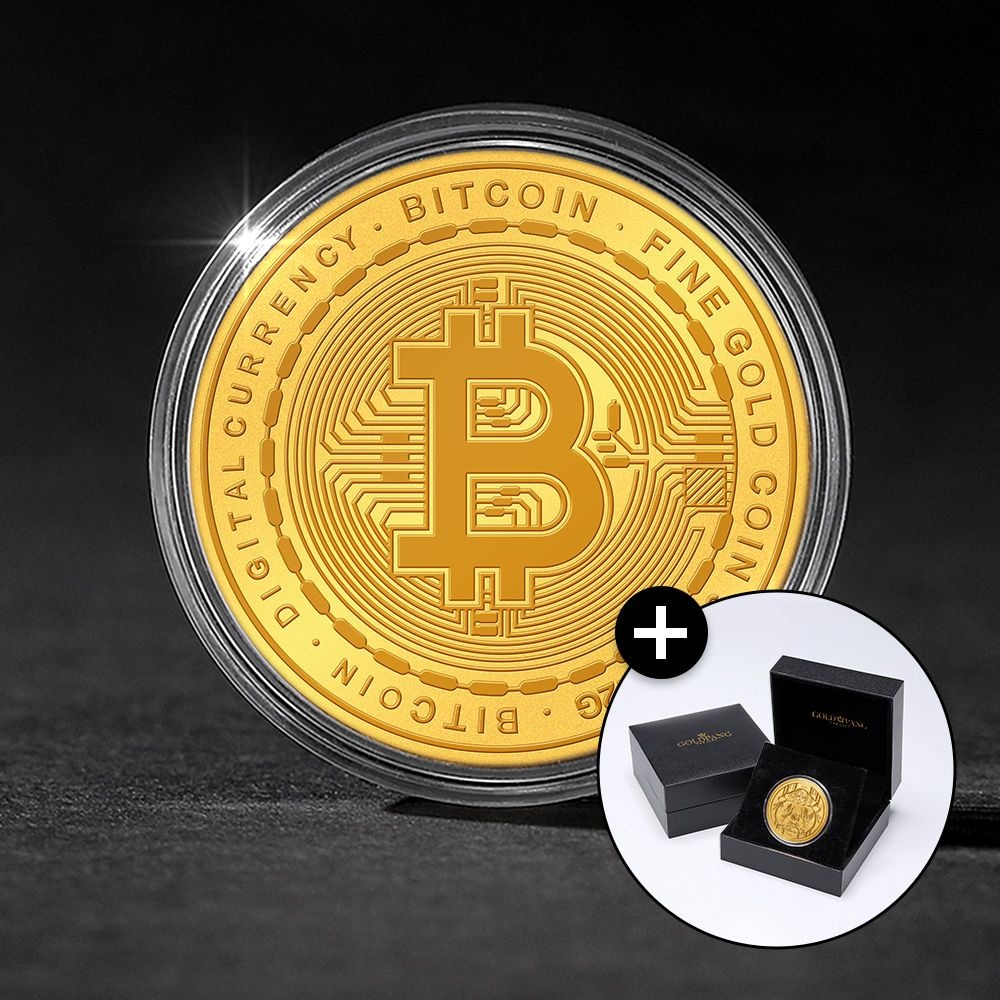 선물포장 골드팡 24k 금테크 비트코인 순금코인 0.2g+ 프리미엄 가죽패키지