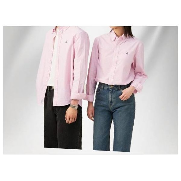 Es센티al 남녀공용 옥스퍼드 스트라이프 셔츠 레드 BC5164E016 978941 빈폴멘