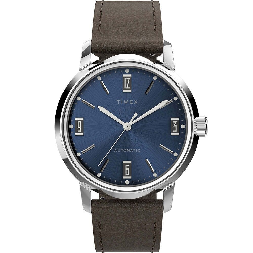 타이맥스 타이멕스 Timex 말린 TW2V44500 브라운 블루 가죽 오토매틱 남성용 시계 530695