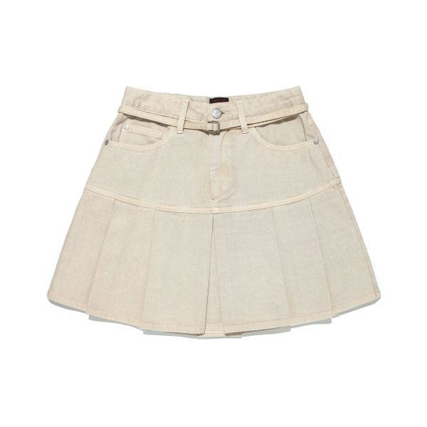 LEE 우먼 플리츠 미니 스커트 베이지 182642