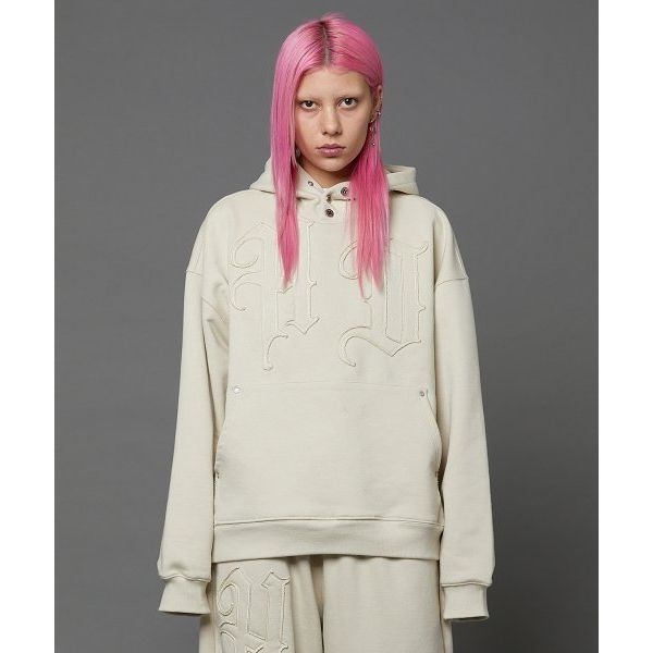 <백화점정품> HOODHOOD [지꾸ZGGU PICK]HD 로고 아플리케 오버핏 후드 아이보리 151563