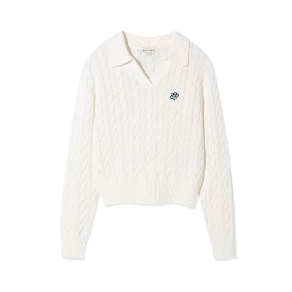 브랜드정품 와키윌리 WACKY WILLY 우먼스 케이블 오픈카라 풀오버 크림 207854