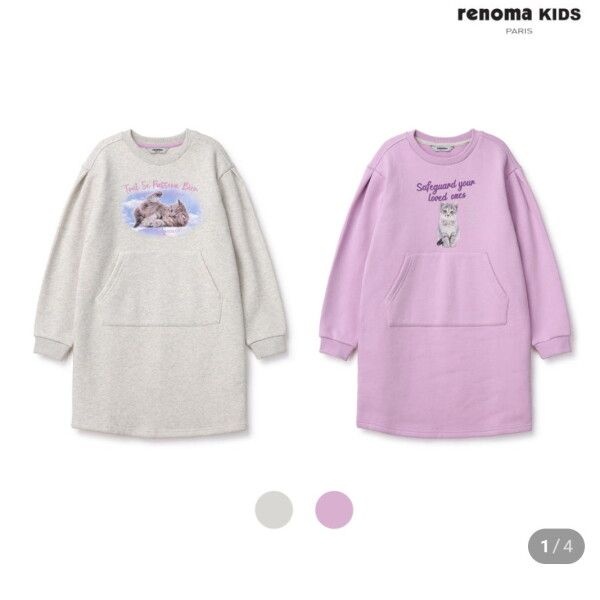 상세페이지 참조 [레노마키즈 (패플)] [레노마키즈]여아 겨울원피스 주니어 기모 CAT그래픽원피스(R2345O611)
