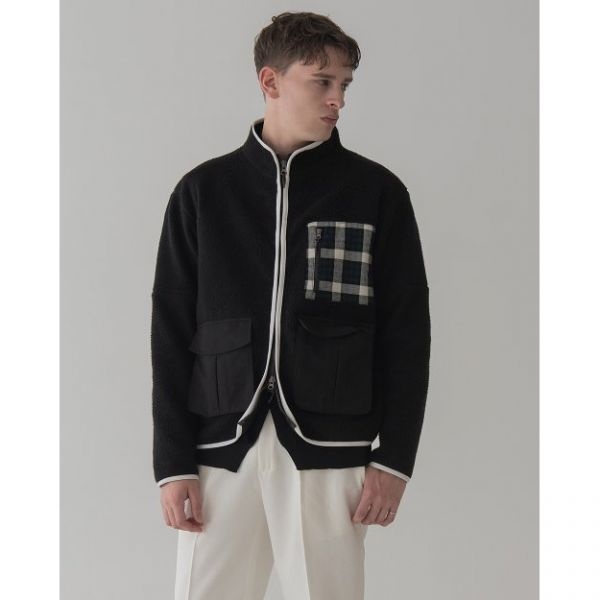DEVERRMAN 패치워크 플리스 자켓 블랙 391002