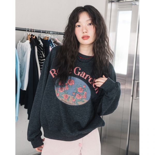 HAVISM ROSE GARDEN SWEATSHIRT(CHARCOAL) 243436