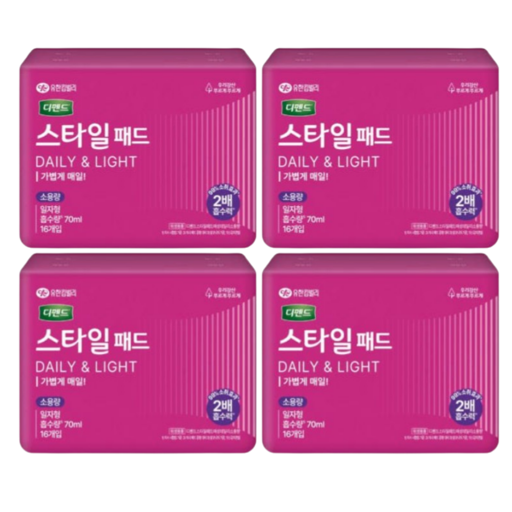 [오늘출발] 디펜드 스타일 데일리 패드 소용량 일자형 16개입X4팩