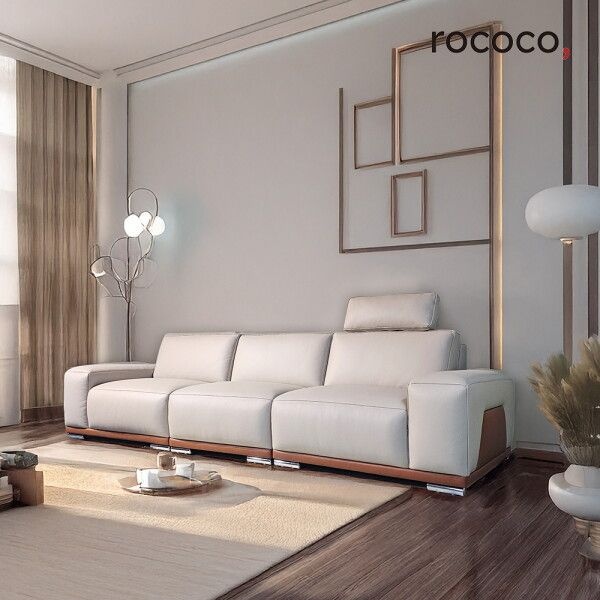 (주)리안 [로코코] 바젤 카우 천연면피가죽 4인 소파