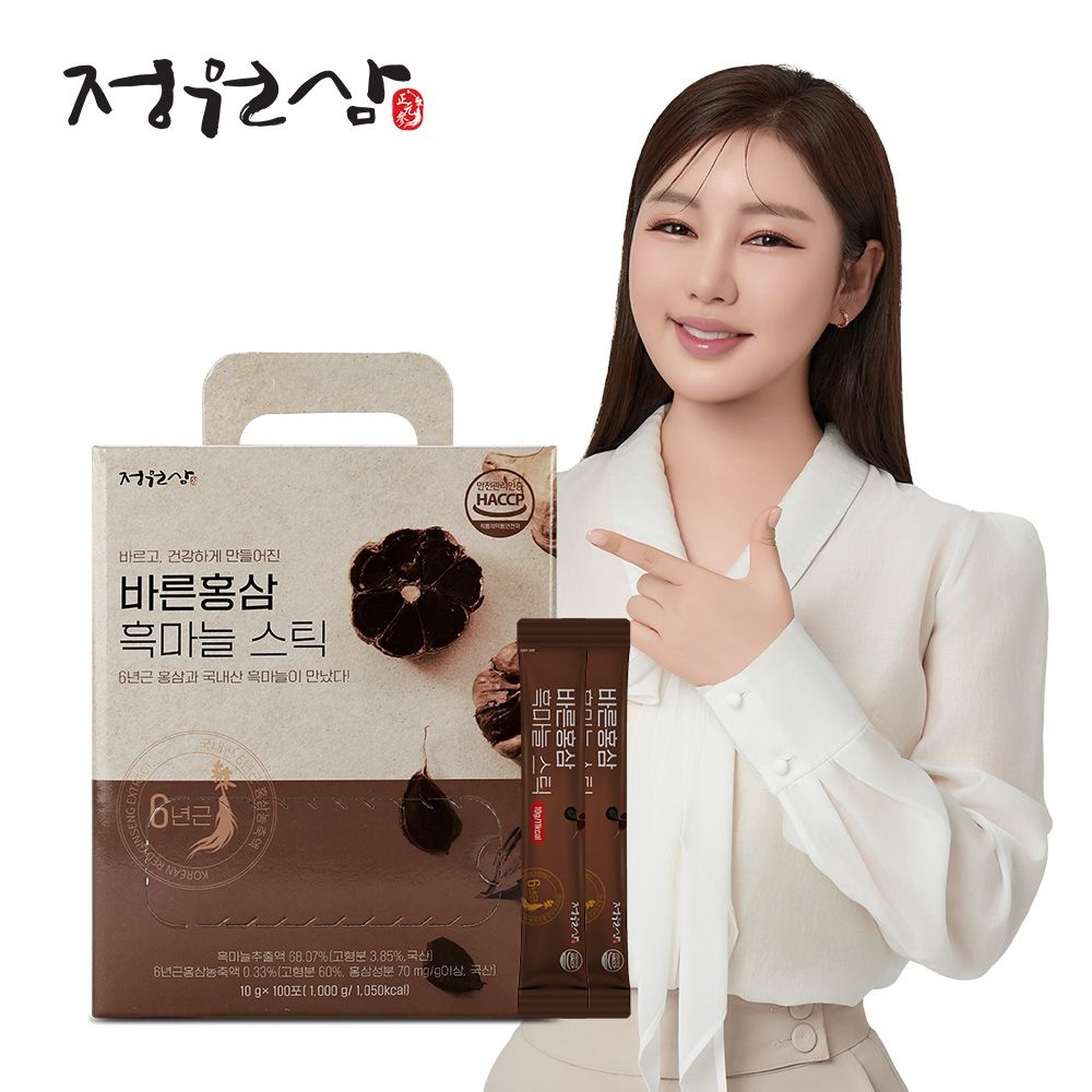정원삼 [공식] 바른홍삼 흑마늘 스틱 (10g x 100포)