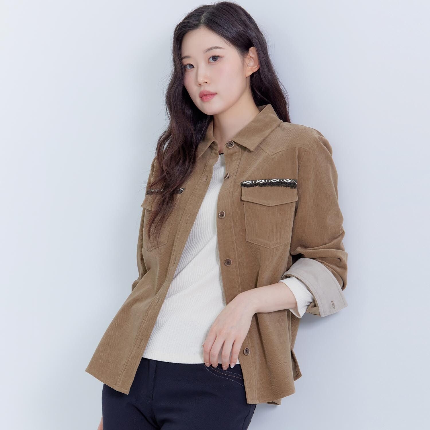 [지센] (2컬러) 피어로즈 코듀로이 보헤미안 셔츠 LCWSP992