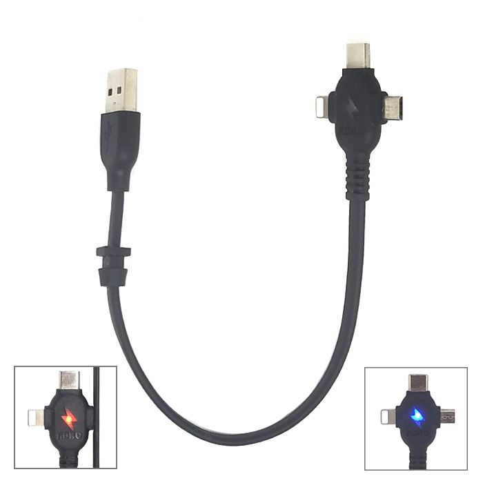 CABLE20A 플랫 3in1 고속충전 십자케이블 20cm / 올인원 고속충전 및 데이타전송 C타입8핀5핀 모두가능