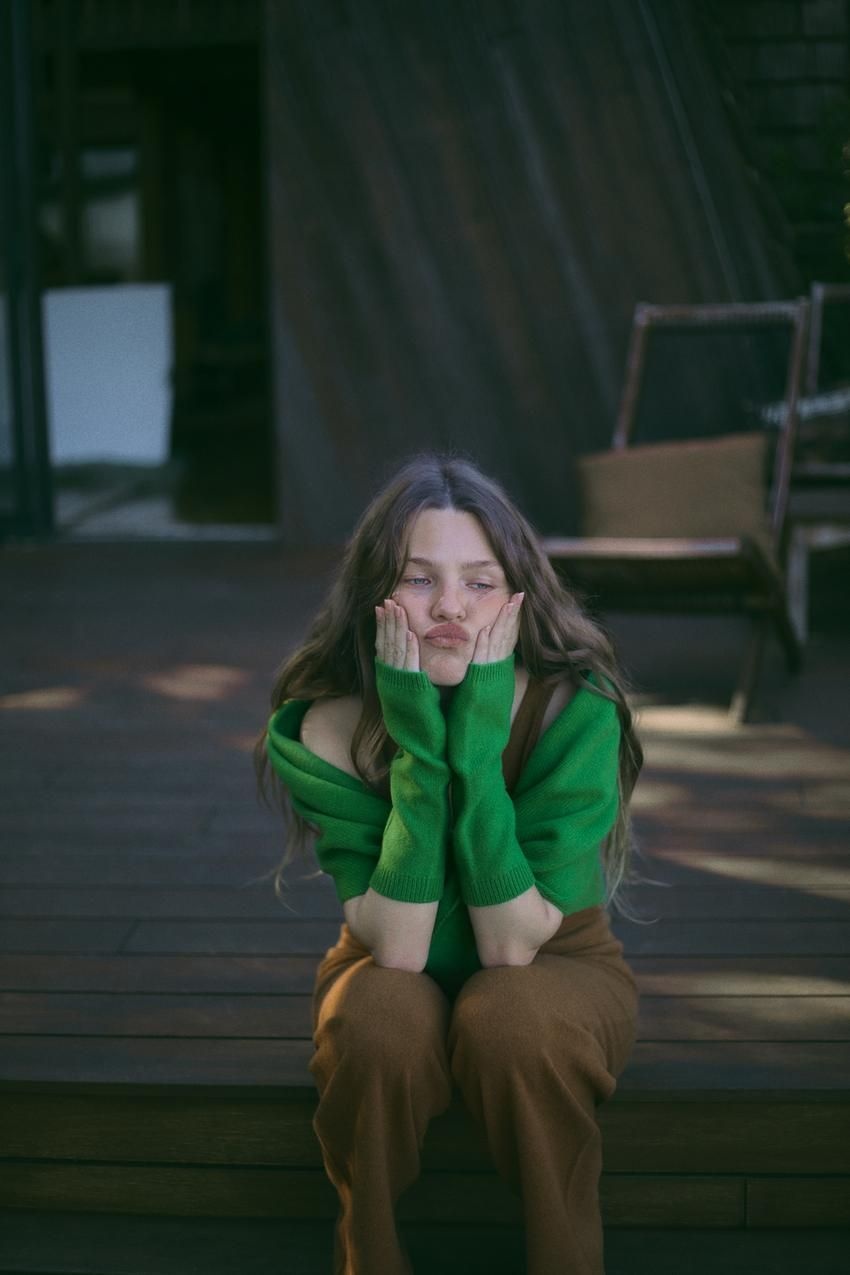 [국내배송]자라 ZARA 100% 울 삼각 반다나 - 초록908420