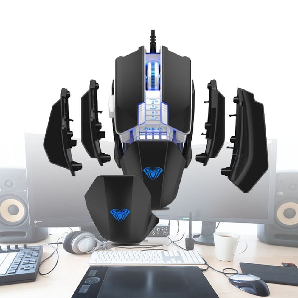 컴퓨터마우스 AULA LED 커스텀 게이밍 마우스 H508