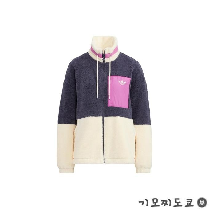 아디다스 [해외] 아디다스 오리지널 숏 셰르파 양털 뽀글이 후리스 플리스 집업 자켓 HR3455
