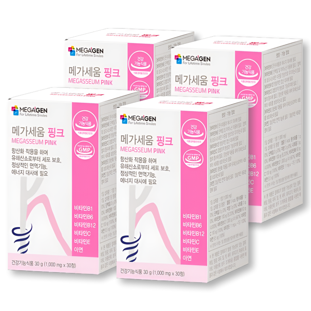 오프리케어 메가젠 메가세움 핑크 멀티 비타민 B1 B6 B12 C E 아연 30정 4세트(4개월분)