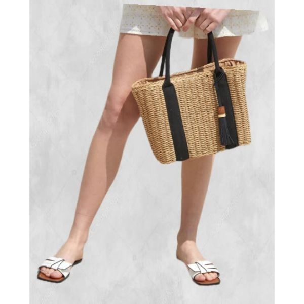 닥스 WOMENS ACCESSORIES 베이지 타슬장식 라탄백 DCBA5E991I2 200592 FE4080010-E2B