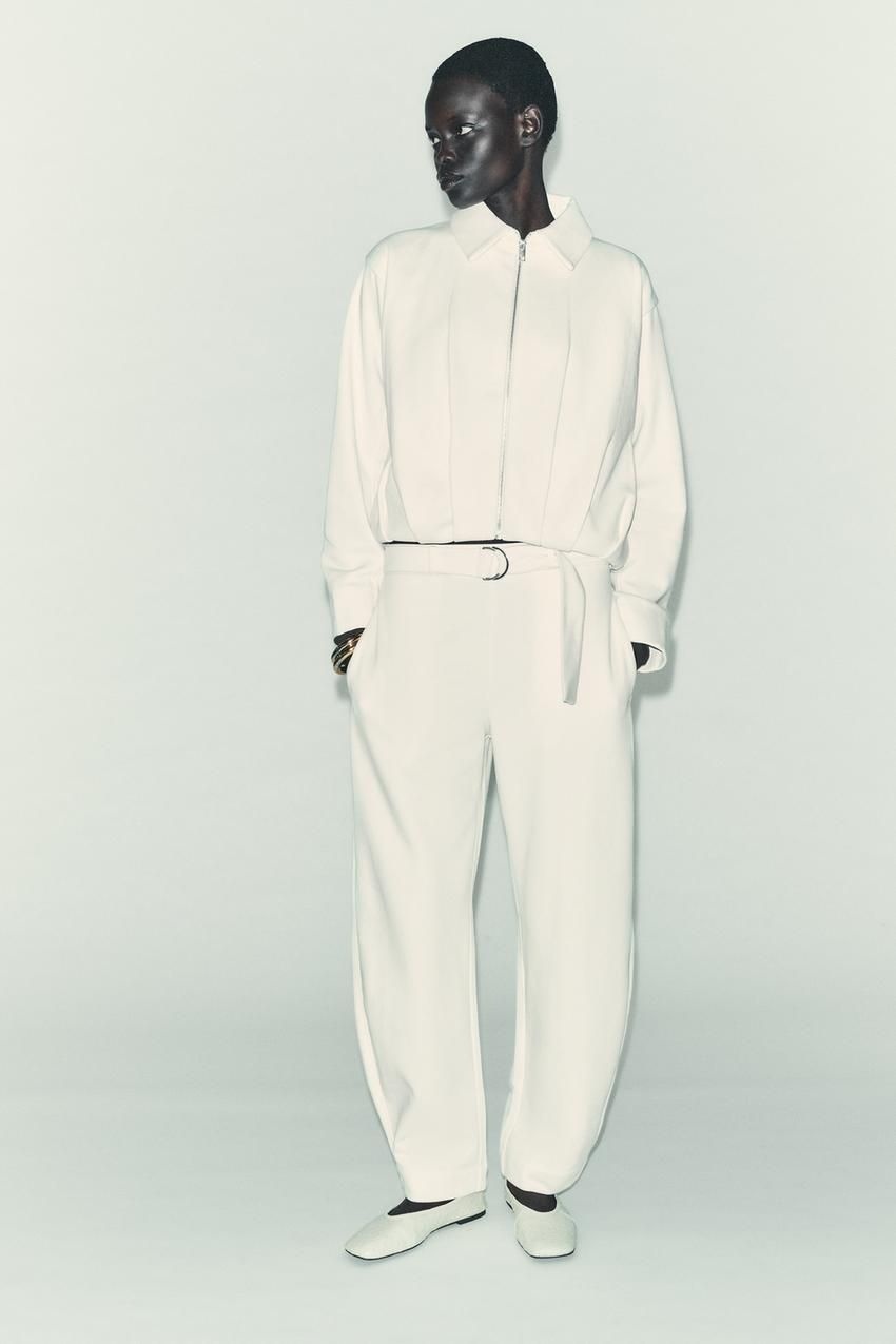 ZARA 플리스 플리츠 봄버 재킷 - 크림 277388