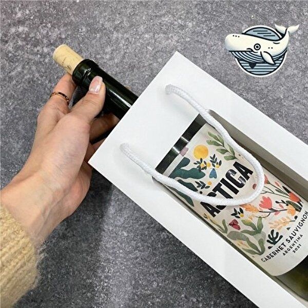 고품질 화이트 투명창 와인봉투 고급 종이 쇼핑백 와인쇼핑백 와인종이가방 양주쇼핑백 긴쇼핑백 WFH67OP