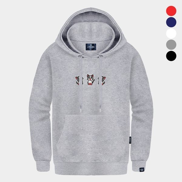 진마니아 [하프클럽]고양이 세마리 후드 티셔츠 남자 여성 공용 빅사이즈 M~4XL 오버핏 박스티 루즈핏 커플 컬러 베이직 스