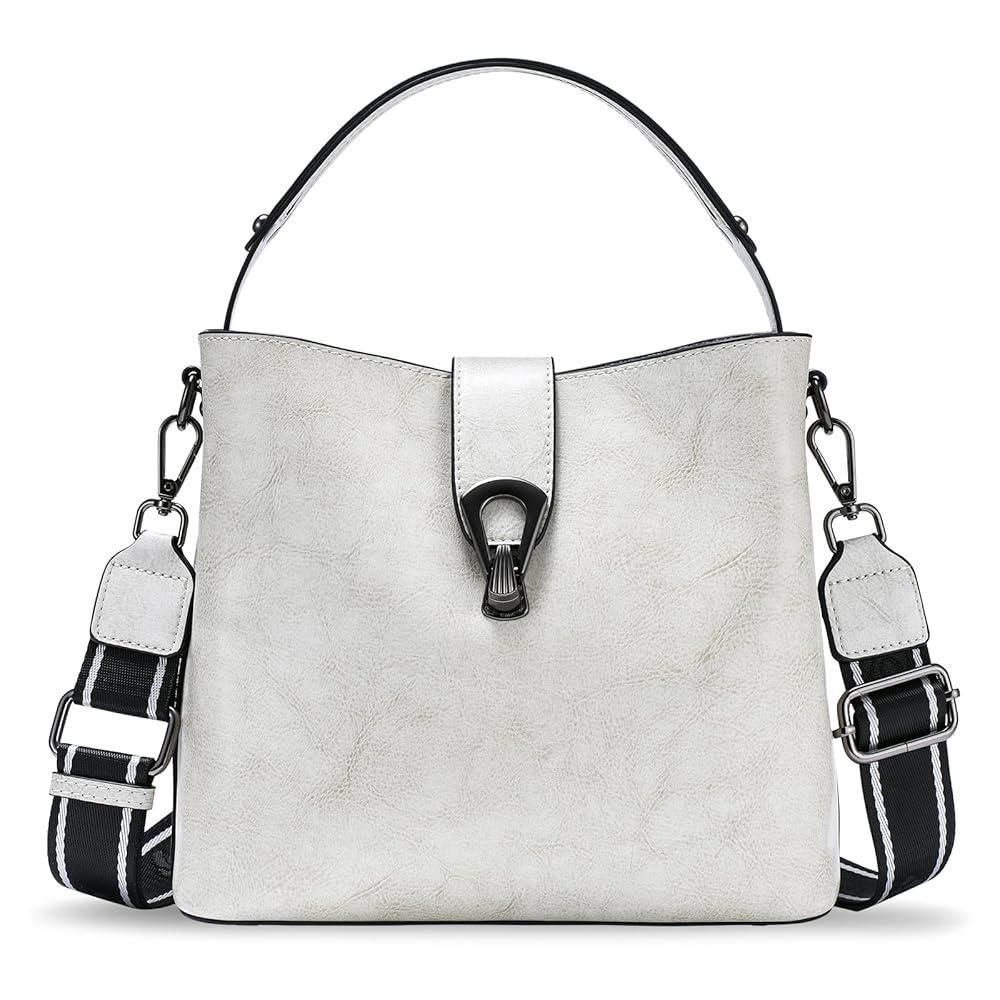 Yonami 천연 가죽 지갑 - 여성용 디자이너 크로스바디 백 - 여성용 소형 지갑, 여성용 숄더 핸드백, 화이트., image size:1000x1000