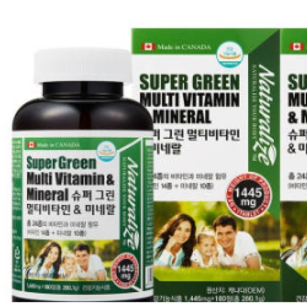 12개월 네추럴라이즈 슈퍼 그린 멀티비타민&미네랄 올인원 종합비타민 180정, 2개
