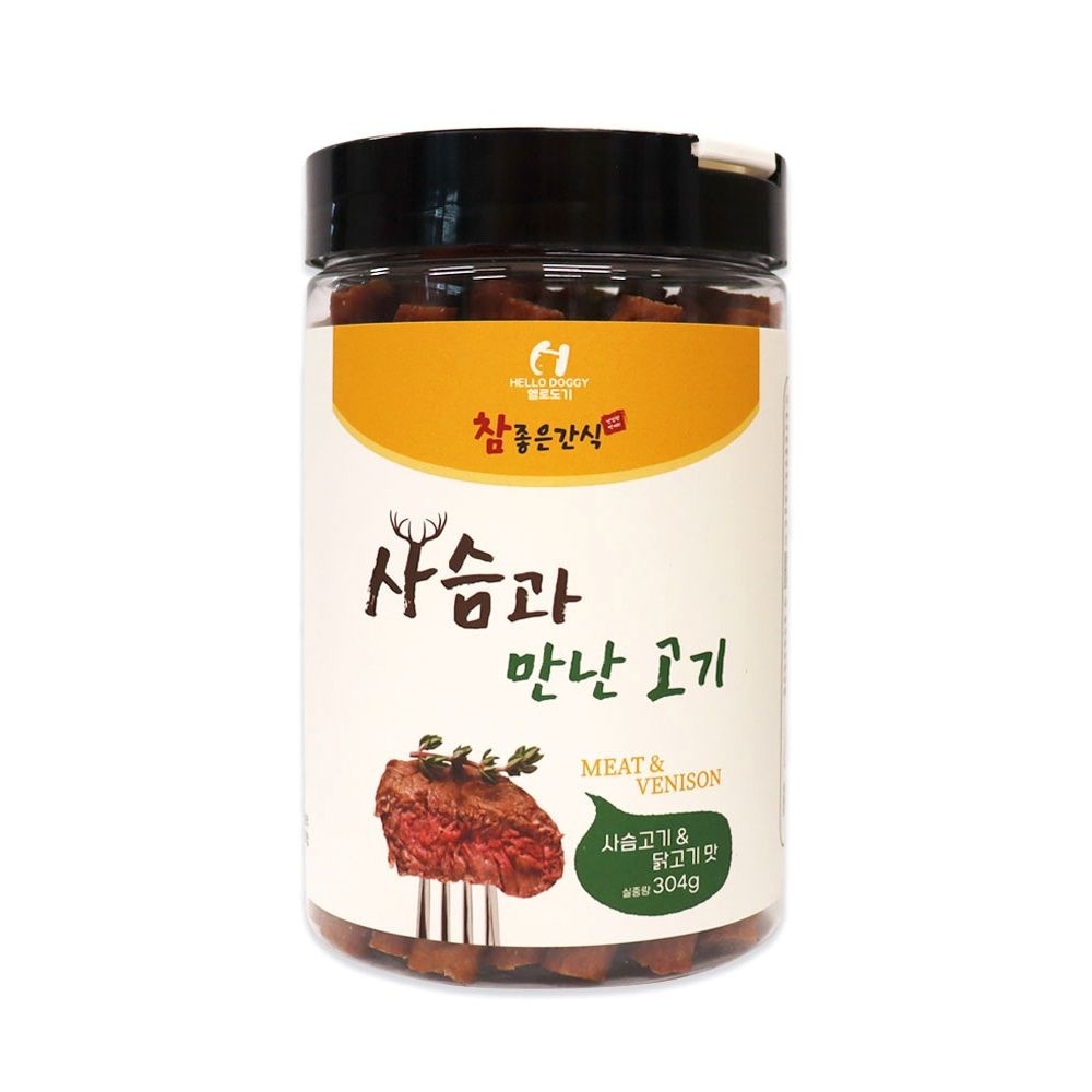 헬로도기 사슴과 만난고기 304g 사슴고기 닭고기맛 강아지간식