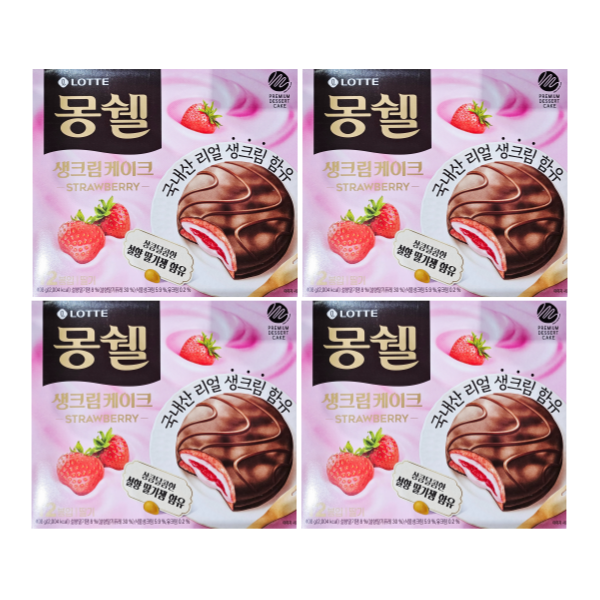 롯데 몽쉘 생크림케이크 딸기 408g 4개