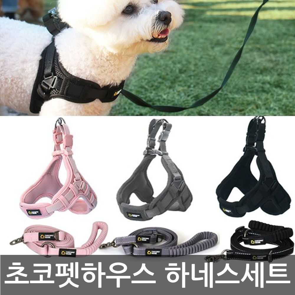 초코펫하우스 해피고 강아지 하네스 세트(하네스+리드줄)