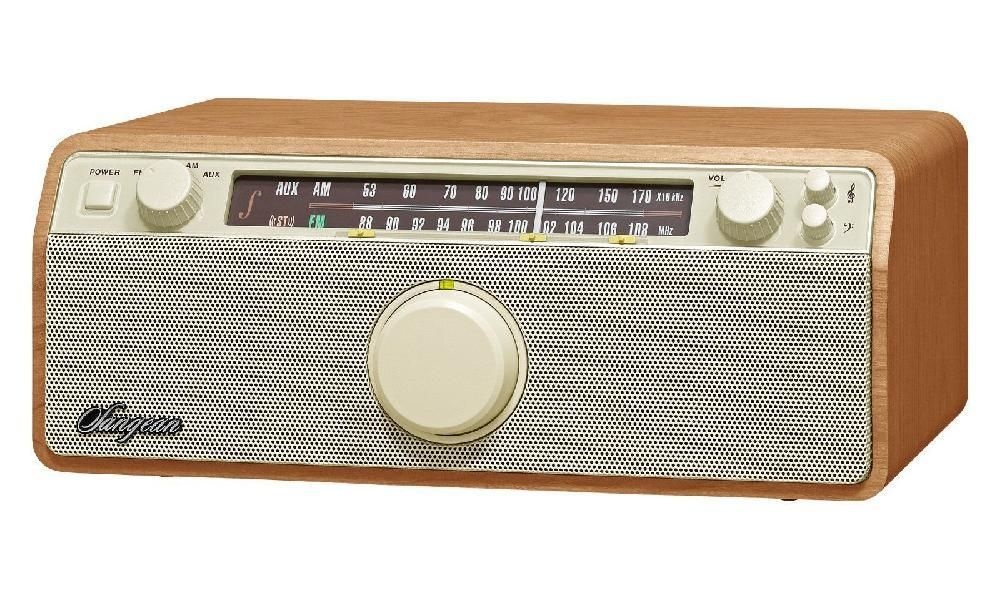 [해외] 산진 WR-12BT 라디오 블루투스 AUX 스테레오 아날로그 월넛
