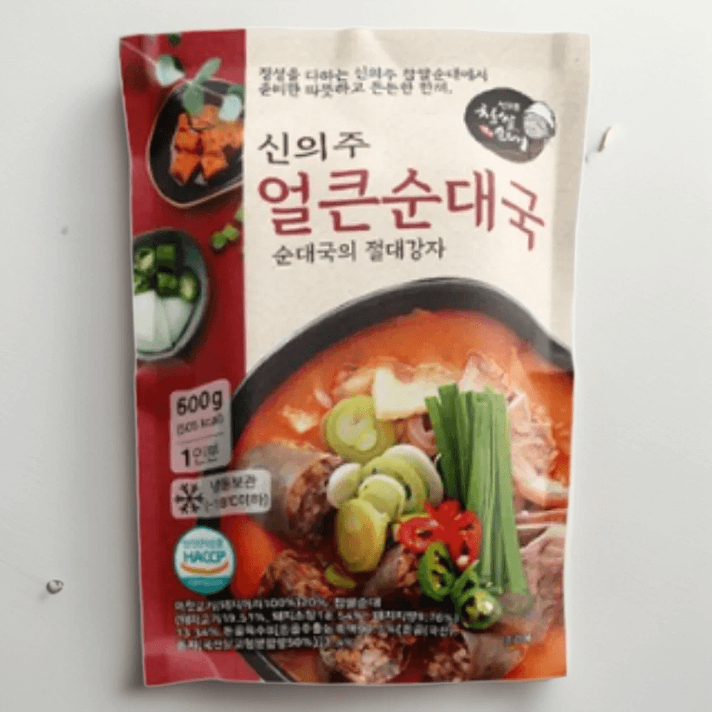 신의주 찹쌀순대 얼큰 순대국 600g 10팩 든든한