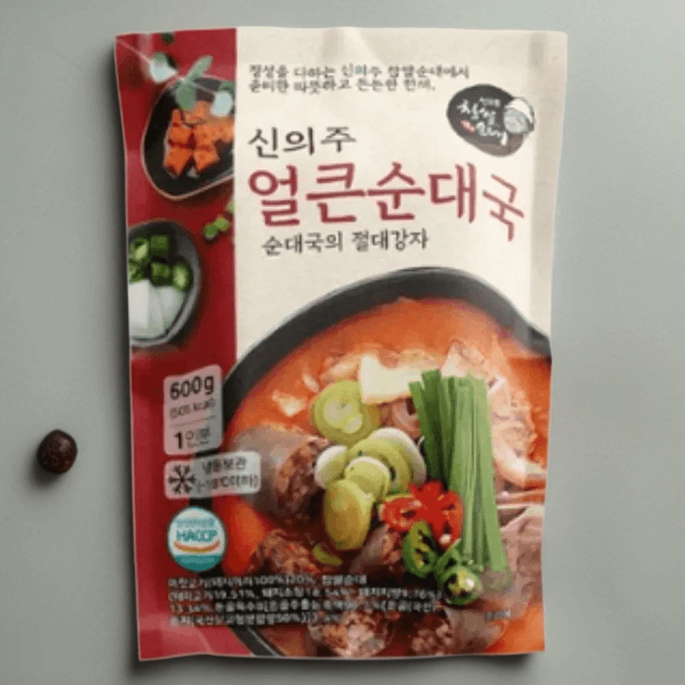 신의주 찹쌀순대 얼큰 순대국 600g 5팩 든든한