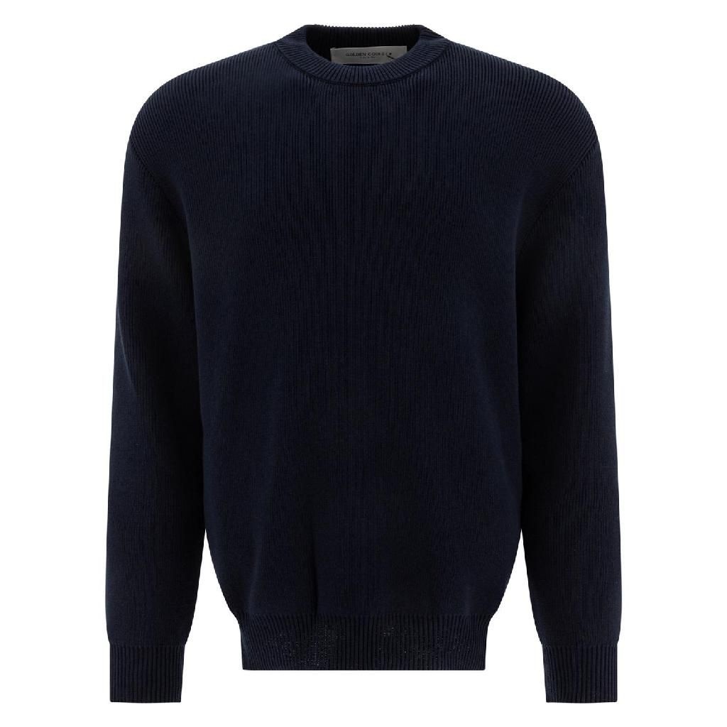 골든구스 Crew neck sweater with logo Blue GMP00841P00066250486 [관부가세포함]