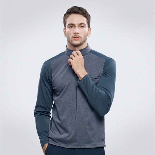 [이지바이] 맨파워 남성 절개 배색 가슴 지퍼 포켓 기모 집업 티셔츠(M5WT49)