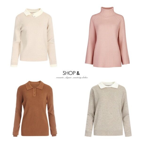 샵앤 [샵앤] [무료배송]연말특가 여성 카라 니트 티셔츠 균일가
