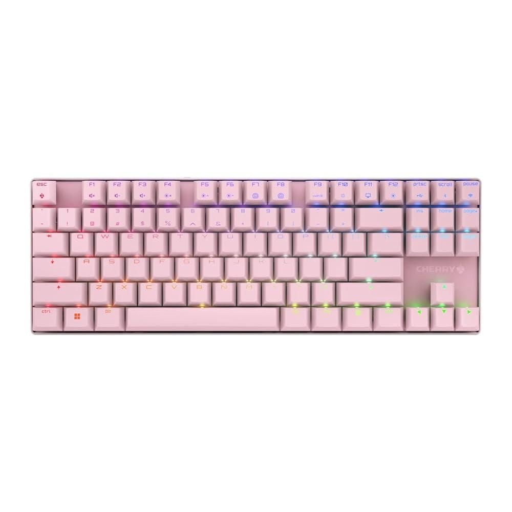 [해외] Cherry MX 8.2 TKL 무선 기계식 게이밍 키보드. (핑크, MX2A 레드 스위치)