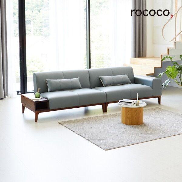 (주)리안 [로코코] 아르고 수납형 카우 천연면피가죽 4인 원목소파