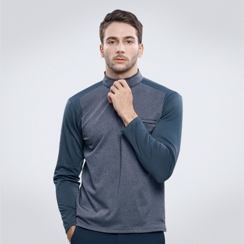 이지바이 [패션플러스][이지바이]이지바이 맨파워 남성 절개 배색 가슴 지퍼 포켓 기모 집업 티셔츠(M5WT49)