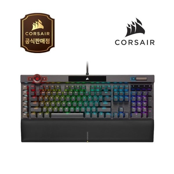 UnKnown CORSAIR 유선 기계식 키보드, K100 RGB MX Speed PBT, 은축, 영문자판 블랙 USB
