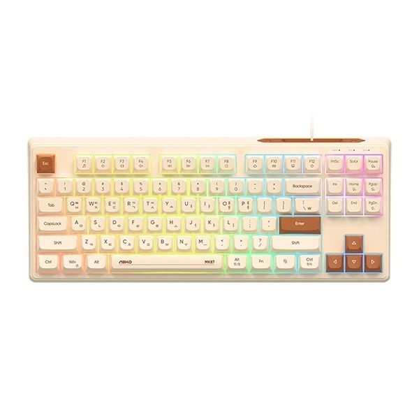 ABKO 유선 미니키보드, MK87 저소음 텐키리스 오트밀 USB