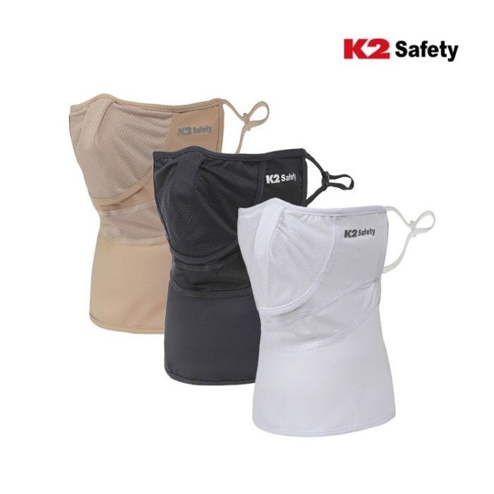K2 safety 플로우 스카프 숨쉬기편한 자외선차단 냉감 귀걸이형 넥마스크 쿨링스카프 낚시 등산 야외활동 작업 (블랙)