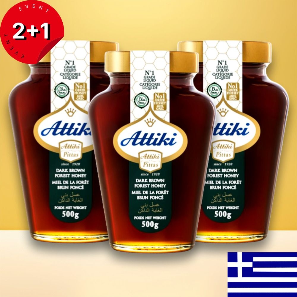 아티키 그리스 아티키 감로꿀 그릭허니 자연산 토종 벌 꿀 아피제닌 함유 500g 3병