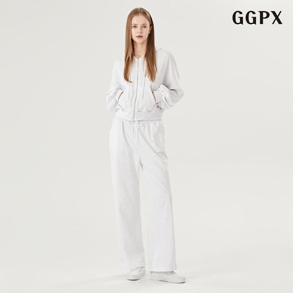 무지 크롭 후드 집업 밴딩 팬츠 여성 셋업 (GOAOW002D)