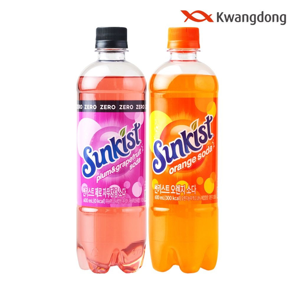 [광동][광동직영] 썬키스트 제로 자두자몽소다/오렌지소다 600ml 24pet 2종 택 1  : 롯데ON