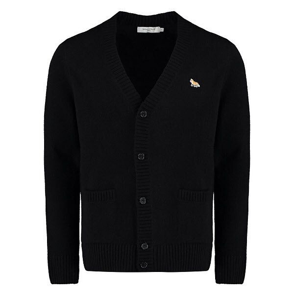 [패션플러스][편집샵 드럭스][메종키츠네] 메종키츠네 23FW 폭스 패치 브이넥 가디건 블랙 HM00501KT1006 P199 (P003390990)