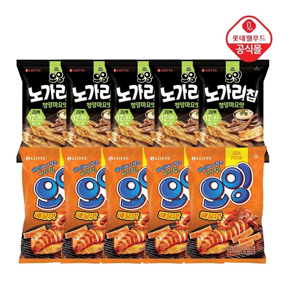 오잉 해물맛 75g x 5봉+오잉 노가리칩 청양마요맛 60g x 5봉