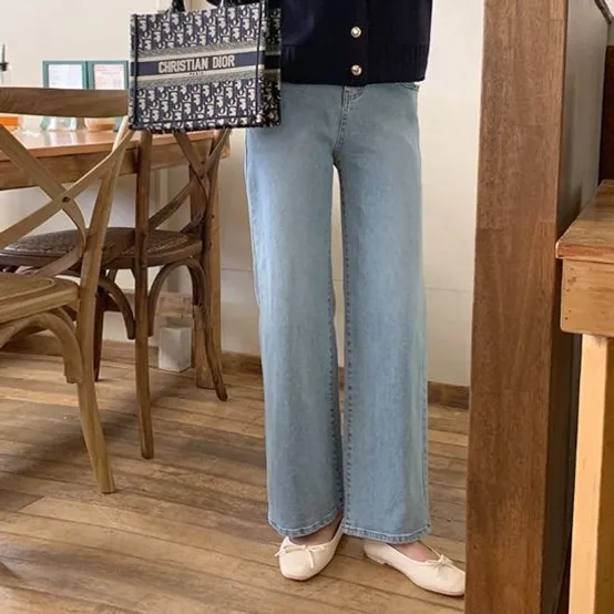 안나 절개 일자핏 데님팬츠