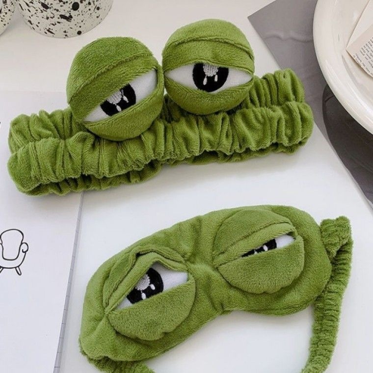 수면안대 찜질안대 슬픈 개구리 안대 헤어밴드 페페 sns 인싸템  3D 불면증 캐릭터 쓸모없는선물