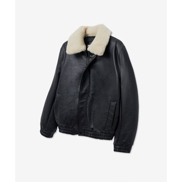 [LADY VOLUME]국내매장판 레이디볼륨 가죽자켓 SHEARING WASHING LEATHER PADDING JUMPERBLACK 149222