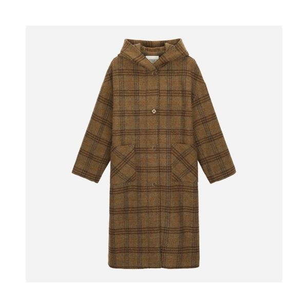 써스데이 아일랜드 THURSDAY ISLAND 후드 체크 롱 코트_T258MCT341W 787347