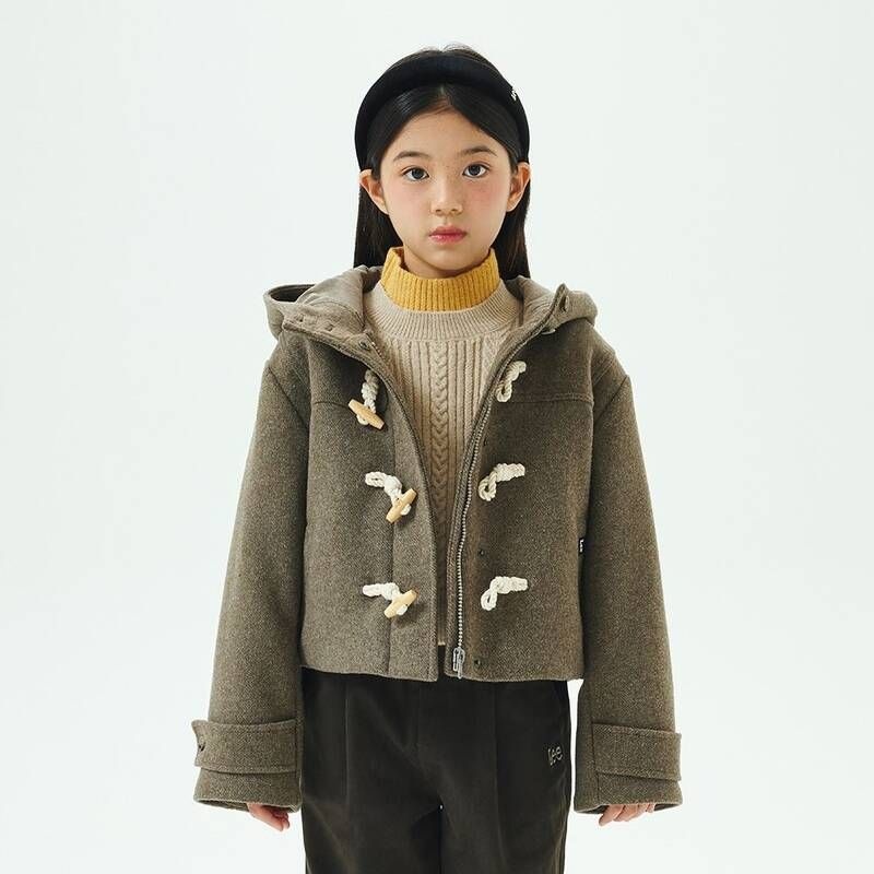 리 LEE 울 후드 레귤러핏 크롭 더플 코트 카키 LK2404CT70KH 403491