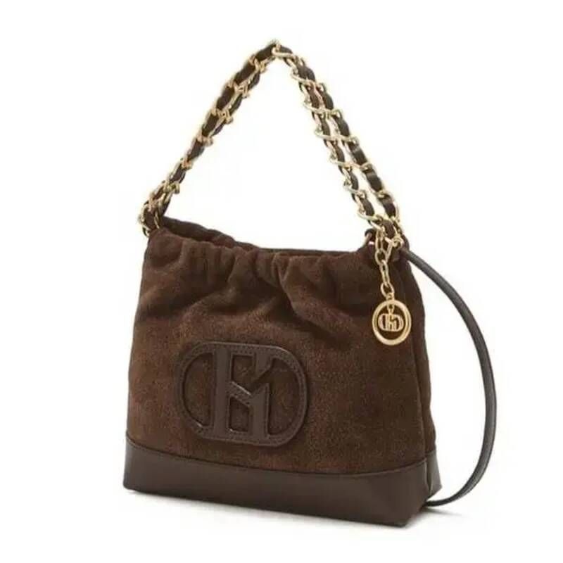 헤지스H20스웨이드 다크브라운 퀼팅 체인 호보 숄더백 S HIBA5F583W1 797933